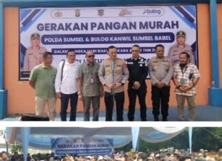 Sinergi Polda Sumsel dan Bulog Hadirkan Bantuan Pangan bagi Ratusan Warga di Hari Bhayangkara ke-80