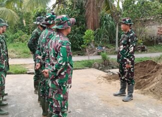 MEMASUKI HARI KE-17, SATGAS TMMD KE-129 KODIM 0418/PALEMBANG RAPIKAN PEMBANGUNAN POS KAMLING