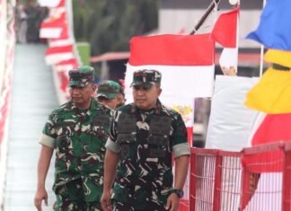 Danrem 044/Gapo Hadiri Peresmian Jembatan Gantung Garuda Merah Putih Kuala Duabelas