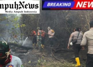 Mencekam Kobaran Api Ancam Desa Sigam, Tim Gabungan Berpacu dengan Waktu Padamkan Karhutla Sebelum Meluas