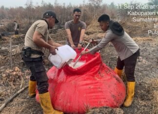 Satgas Aman Nusa II Dinginkan 2 Hektare Lahan Gambut dengan Formula X-Fire